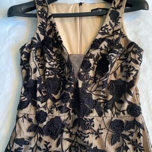 Betsy & Adam Black/Tan Evening Gown